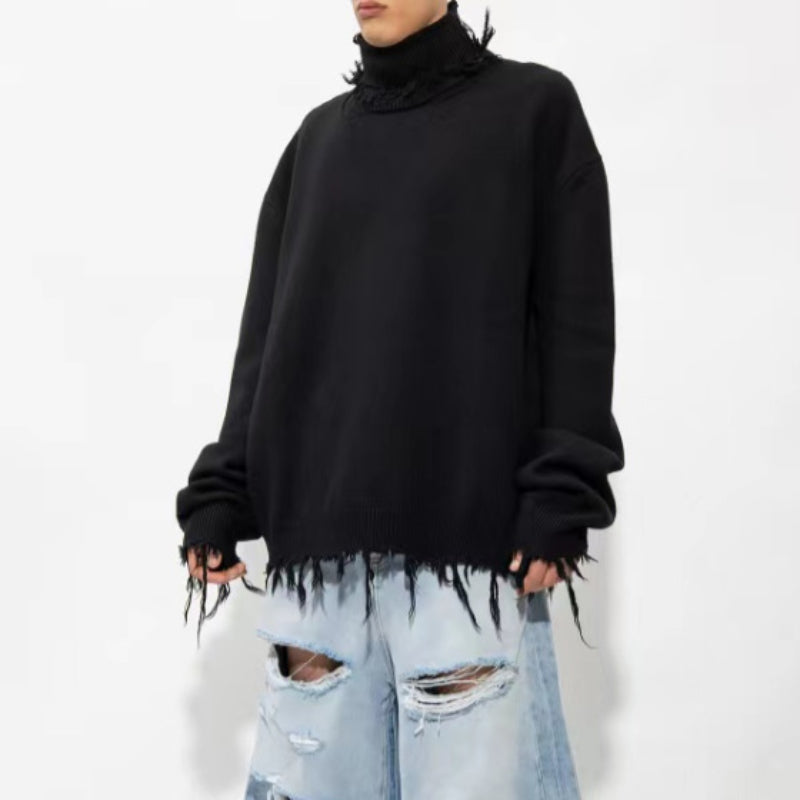 Vetements Sweater VTM Tassel Turtleneck Sweater Coat Sweater Loose Casual Sweater