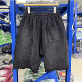 Saint m t pants s.m letter print design washed distressed athletic shorts