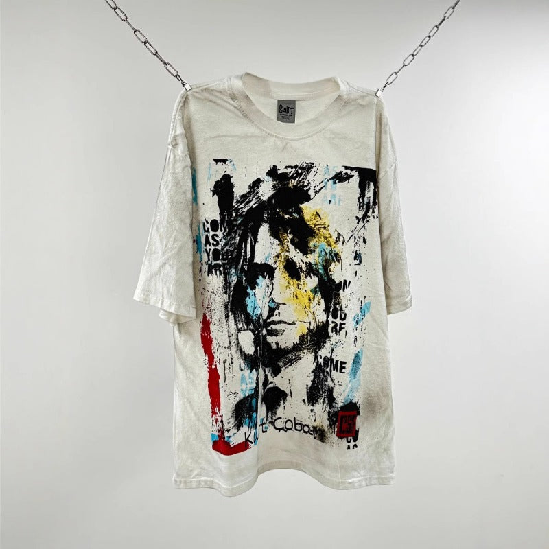 saint m t shirts s.m ink wash painting graphic crew neck pullover short sleeve t-shirt