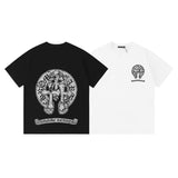Ch hip-hop t shirts correct version ch sanskrit cross logo short-sleeved men's t-shirt trendy brand loose american men's t