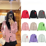Ami arauneifknittingcardigan big heart high weight v neckfall and winter woolen coat outwear single breasted