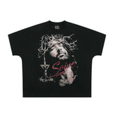 saint m t shirts s.m character & letter graphic crew neck pullover short sleeve t-shirt