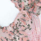 Women Party Tops Halter Perspective Butterfly Embroidered Suspender Mesh Vest