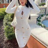 Women's Evening Dress Bandage Dress Button Hip Skirt