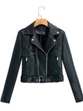 Women Leather Jacket PU Leather Women's Short Slim Jacket Motorcycle Leisure Leather Jacket