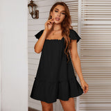 Women Dress Square Collar Bow Dress