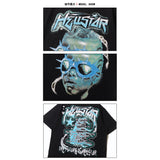 Hip-hop t-shirts: american boy universe starry sky lightning print short sleeve tee - streetwear fashion casual sport half sleeve