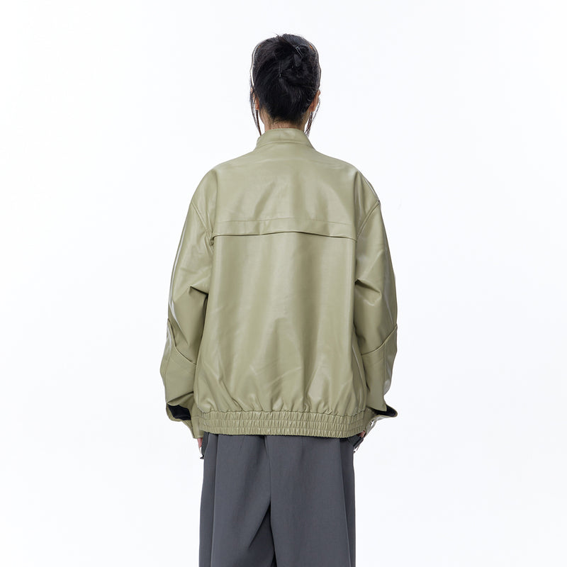 Unisex Jacket Autumn Stand Collar Leather Jacket