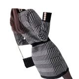 Women Maxi Dress Autumn Winter Retro Houndstooth Long Sleeve Knitted Dress Hip Skirt