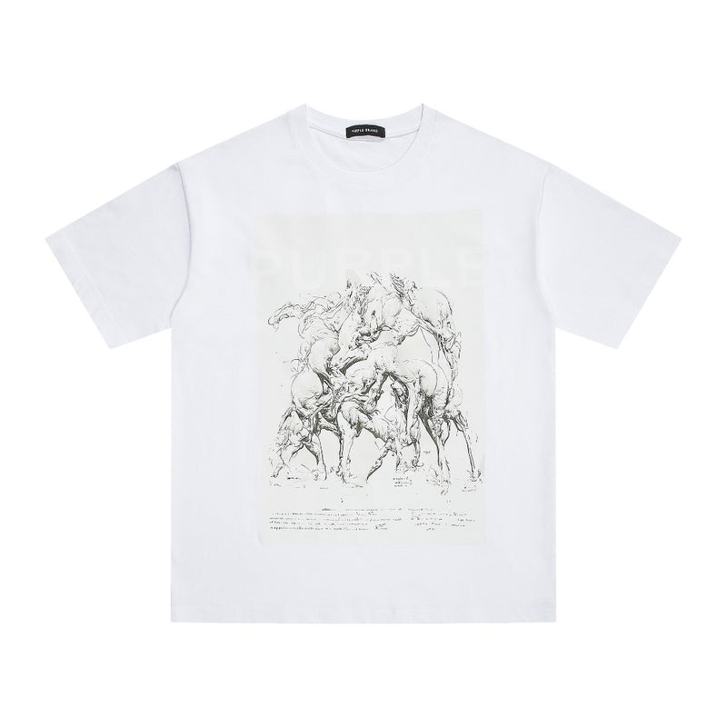 Purple Brand T Shirts Spring/Summer Abstract Printing Men's and Women's Loose Casual Short-Sleeved T-shirt