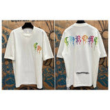 Ch hip-hop t shirts ch washed sanskrit horseshoe cross leather short-sleeved american casual loose couple high street