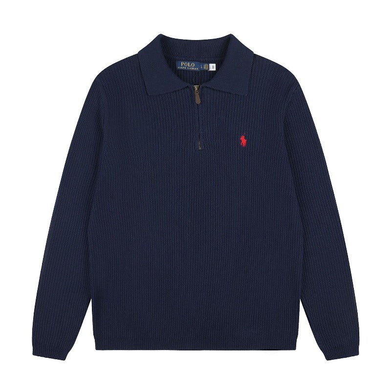 Polo collar rl ralph pony half zipper pullover knittingfall and winter sweatertops couple casualloose