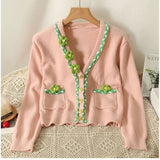 Women Knitwear Autumn and Winter V-neck Sweater Short Knitted Cardigan