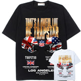 Hip-hop t-shirts: american spring/summer short-sleeve hip-hop casual loose fit rapper helmet print streetwear t-shirt