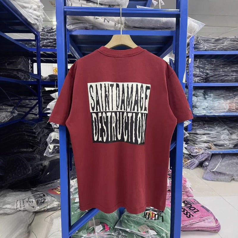 saint m t shirts s.m superman letter graphic crew neck pullover short sleeve t-shirt