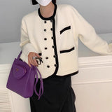 Women Knitwear Autumn and Winter Double Breasted round Neck Sweater Loose Knitted Cardigan