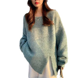 Women Knitwear Fall/Winter Split round-Neck Knitwear Loose Sweater