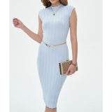 Women Dresses Summer round Neck Sleeveless Knitted Dress (Xds0414)