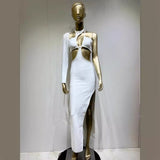 Women Dresses Sexy White Bandage Dress Banquet Party Nightclub Dress (Ont0408)
