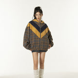 Unisex Jacket Autumn Vintage Plaid Hooded Jacket