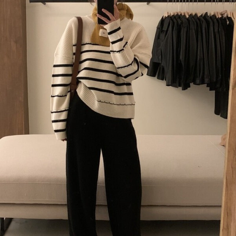 Women Knitted Pullover round Neck Knitted Autumn and Winter Long Sleeve Sweater