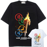Hip-hop t-shirts american golden torch printing loose short sleeve t-shirt couple ins high street summer tops trendy