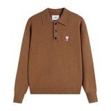 Ami araunrif couple love polo collar autumn and winter embroidered knitting shirt collar wool sweater long sleeves