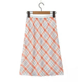 Women Skirt Summer Plaid Skirt Hip-Wrapped Mid-Length Dress
