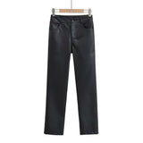 Women Sweatpants Straight PU Leather Pants Spring Hip Hop Casual Pants