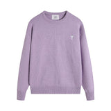 Ami araunriffall and winter couplelong sleevesheart jacquardtopswool sweater round neck knitting shirt