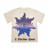 Hip-hop t shirts american high street alien flying saucer printing washed distressed loosecasual short-sleeved t-shirt topstee