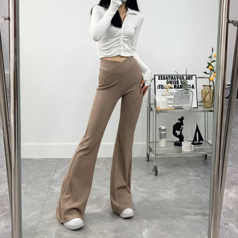 Women Sweatpants Knitted Bootcut Pants Autumn and Winter Yoga Casual Pants