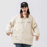 Unisex Jacket Fall Lapels Contrast Color Jacket