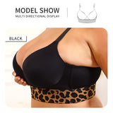 Full figure bra leopard print gathered and breathable