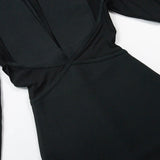 Women Evening Dress Sexy Long Sleeve Lace Party Dress Mesh Bandage Dress