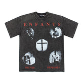 Hip-hop t shirts american high street summer half-sleeved washed retro distressed loose short-sleeved t-shirt tee