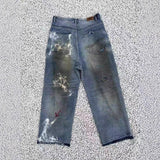 Saint m t pants s.m distressed handpainted graffiti loose casual pants wholesale