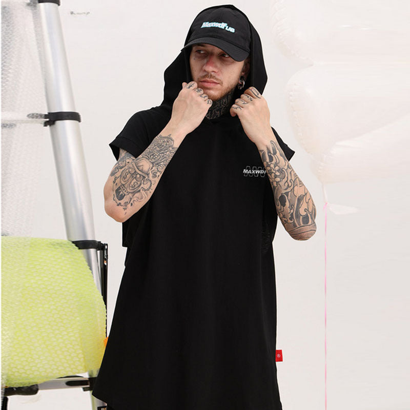 Men Vest Hooded Vest Spring/Summer Loose Sleeveless T-shirt