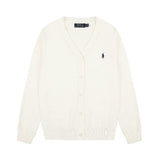 Macaron-colored little marafon rl knit cardigan - couple's v-neck wool top, relaxed fit outerwear for autumn and winter