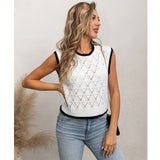 Women Knitwear round Neck Sweater Hollow Vest