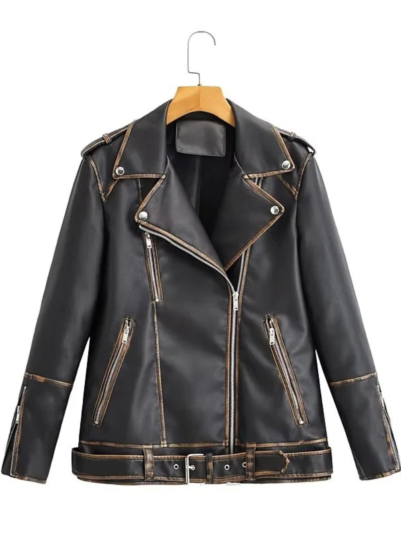 Women Leather Jacket Spring Women's Leather Top Casual Short Leather Coat