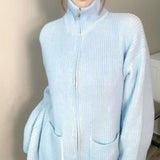 Women Knitwear Fall and Winter Lapels Sweater Coat Loose Knitted Cardigan