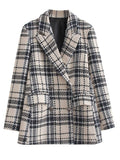 Women Suits Autumn Vintage Texture Double Breasted Blazer Women's Suit