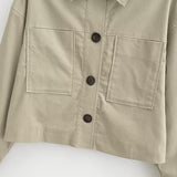 Women Jacket Fall Lapels Single-Breasted Long Sleeve Pocket Shirt Coat Jacket