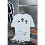Ch hip-hop t shirts high version ch short sleeve cross loosecasualpure cottonamerican styleheavy weight short sleeve