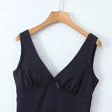 Women Dresses Summer Sleeveless Deep V-neck Dress Backless Sexy Skirt (Xds0414)