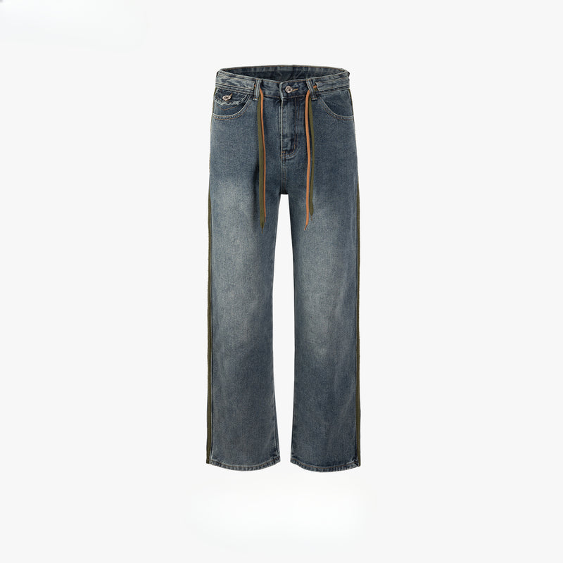 MIJKO Men's Vintage Pants MIJKO Trousers High Street Men's and Women's Spliced Jeans
