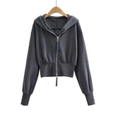 Women Jacket Double Zipper Patchwork Hoodie Women's Cardigan Jacket