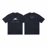 saint m t shirts s.m sunrise letter graphic crew neck short sleeve tee