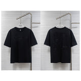 Ch hip-hop t shirts ch short-sleeved full-print sanskrit horseshoe embroider hole technology short-sleeved round neck loose high street